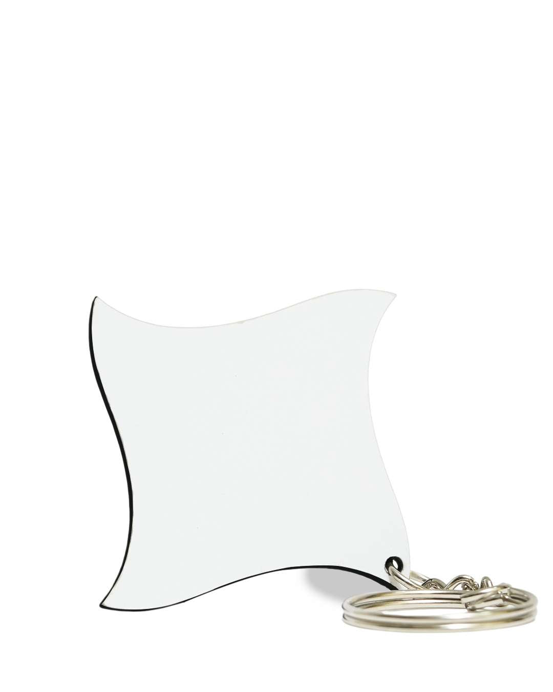 Curved Square Shape Polymer Key Chain | White