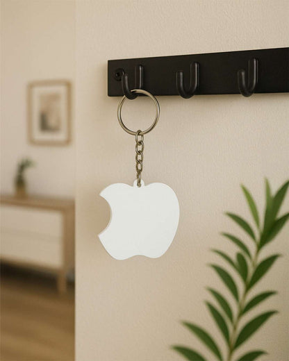 Apple Shape Key Chain   | White