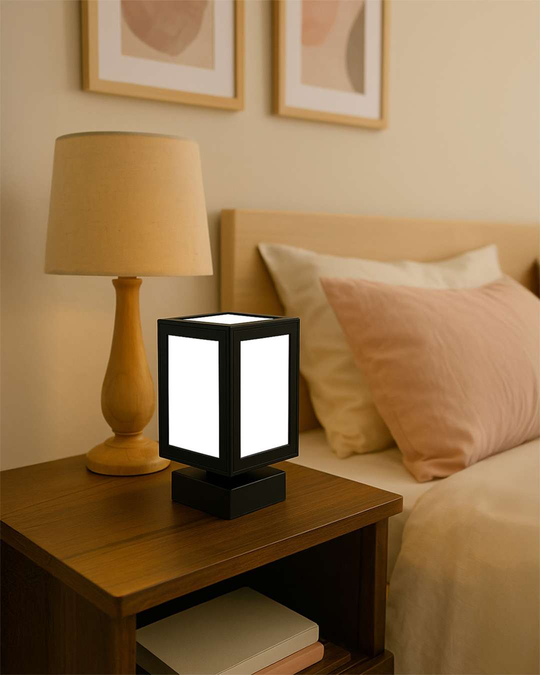 MDF Rotating / Still Photo LED Lamp | Milky and Black