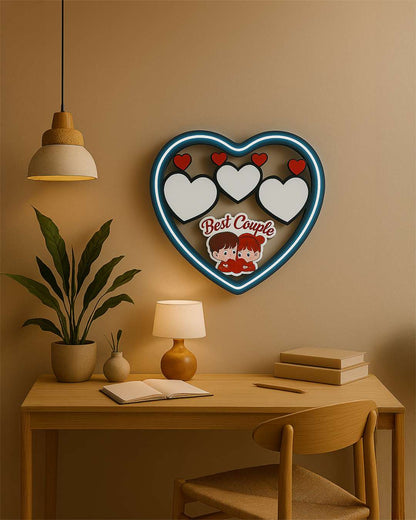Best Collage Couple LED Photo Frame Heart Shape | White