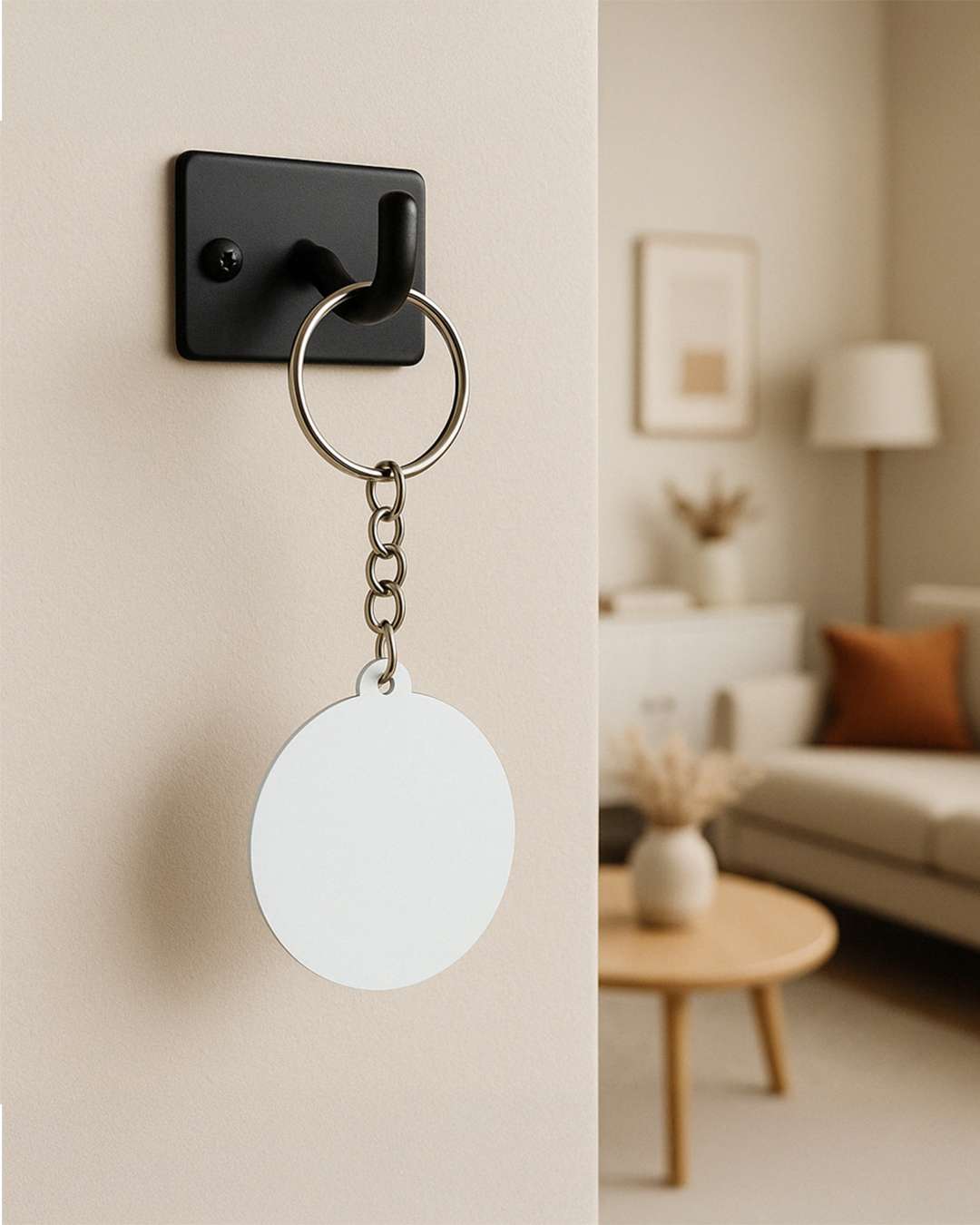 Round Shape Key Chain  | White