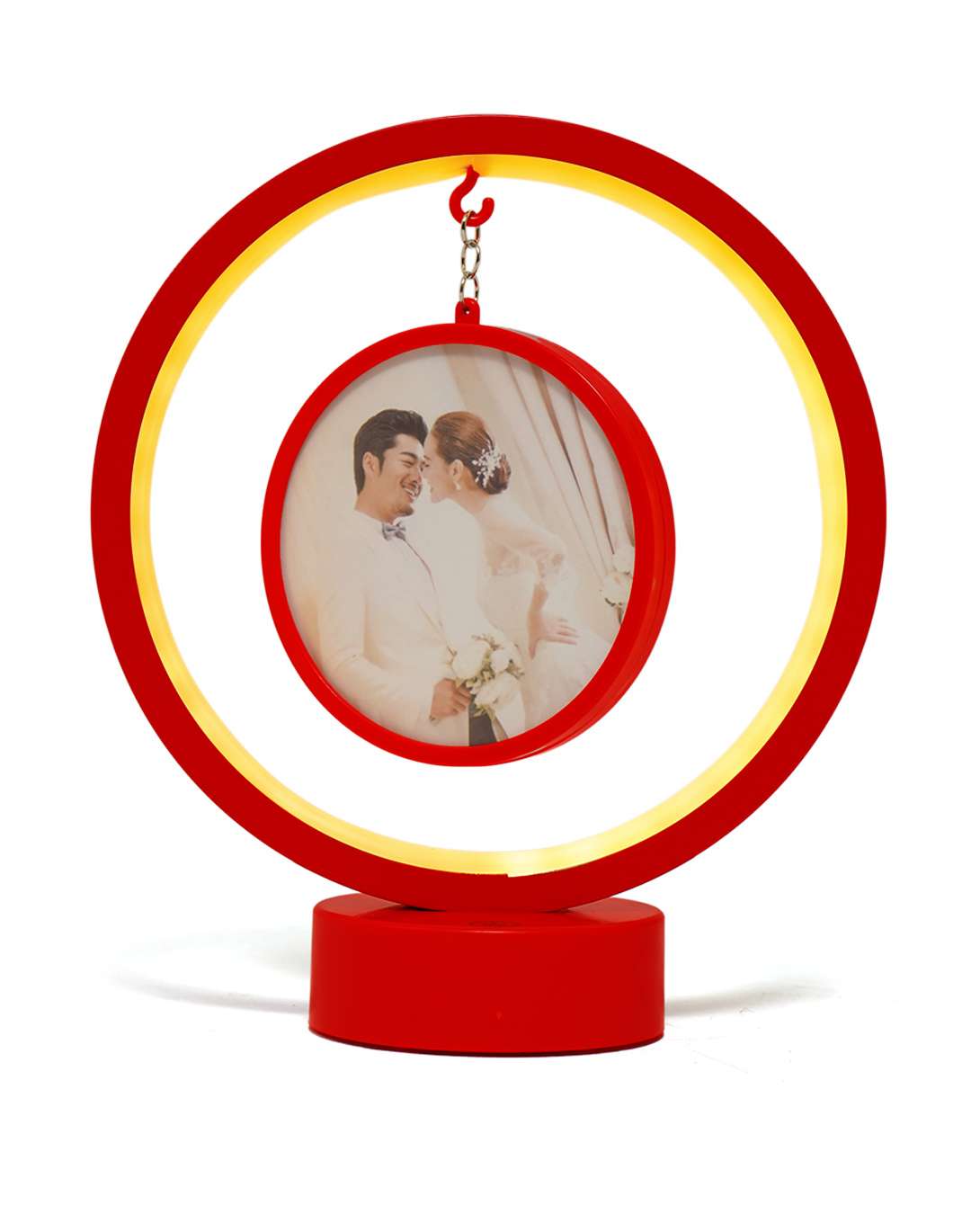 LED MDF Rotating Lamp Double Round Shape Photo Lamp  | Red