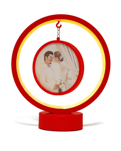 LED MDF Rotating Lamp Double Round Shape Photo Lamp  | Red