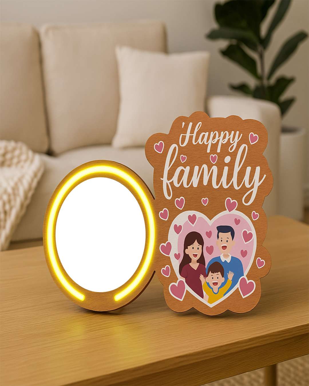 Happy Family Neon Table Frame  | Brown