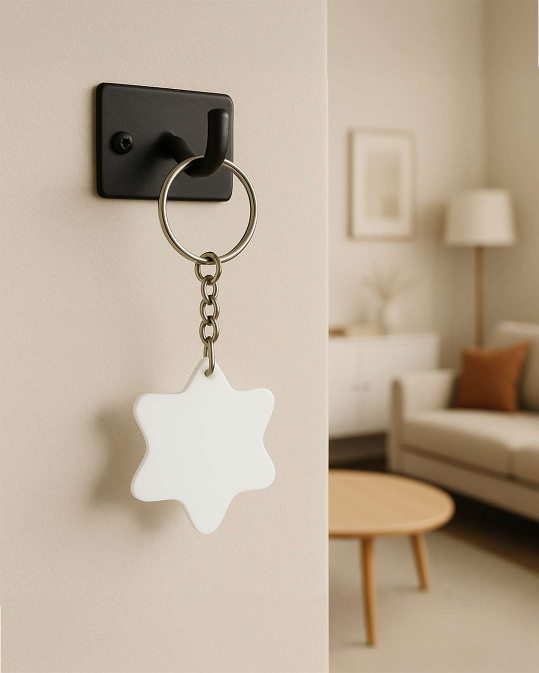 Star Shape Acrylic Key Chain  | White