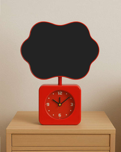 Flower Shape Magic Mirror Light Frame with Clock  | Red