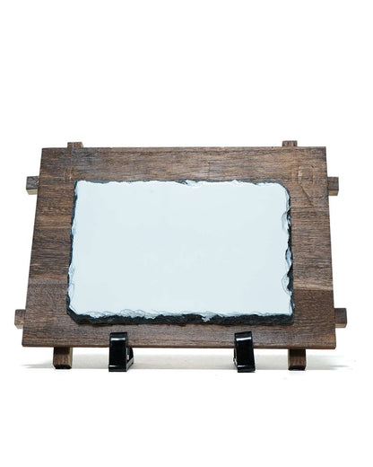 Customized Blank Rock Slate Set with frame and Display Stand | White