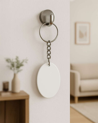 Oval Shape Acrylic Key Chain  | White