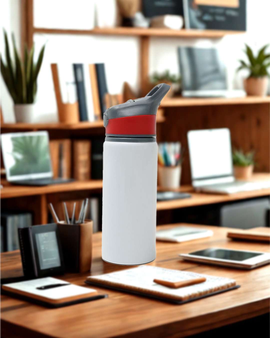 Sports Water White Bottle with Red Color Cap 750 ml | White