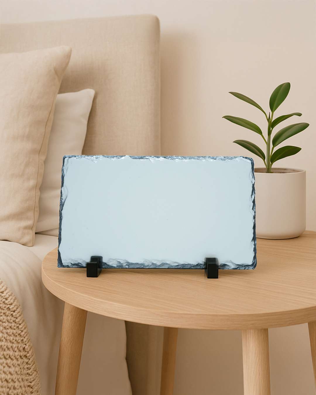 Customized Blank Slate Rock Set with Display Stand  | White