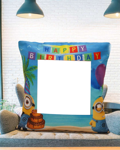 Happy Birthday Square Shaped Pillow – Personalized with your photo or text | Multi