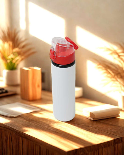 Sports Water Sipper White Bottle with Red Color Cap 750 ml | White