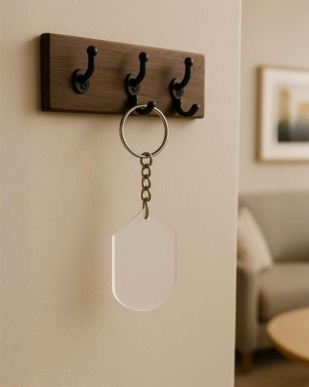 Hexa Shape Acrylic Key Chain | White