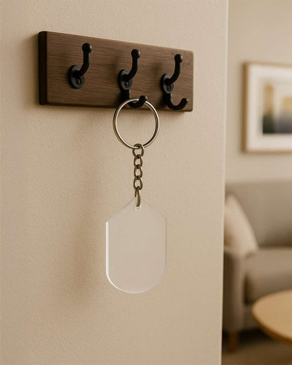 Hexa Shape Acrylic Key Chain | White