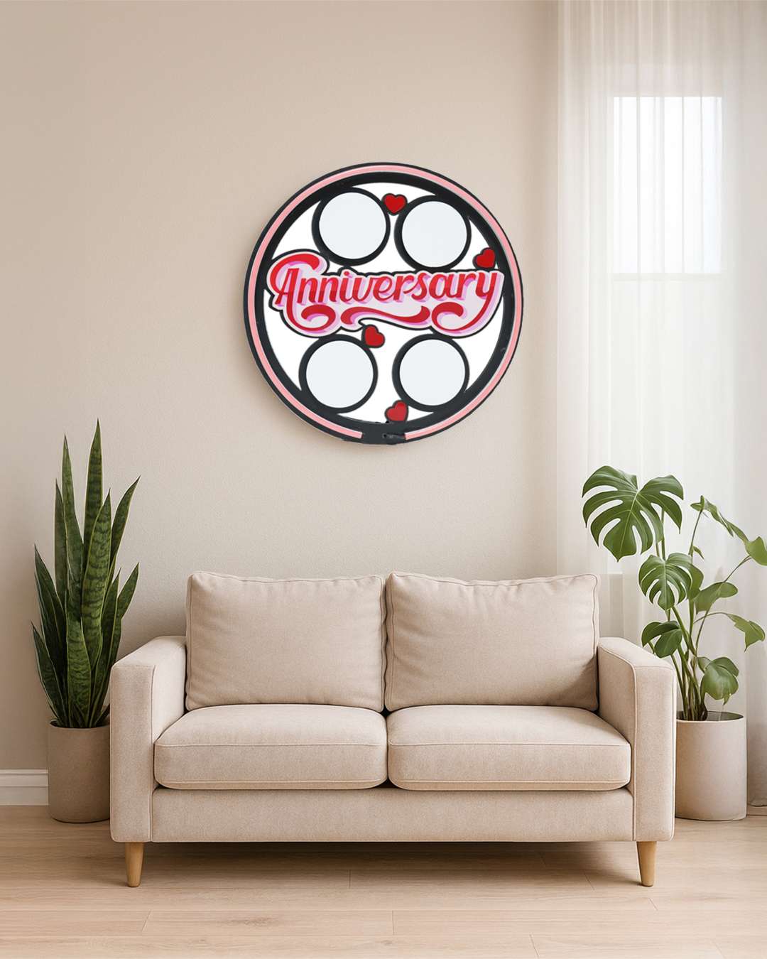 Anniversary Wall Hanging Light Frame with 4 Pictures | Multi