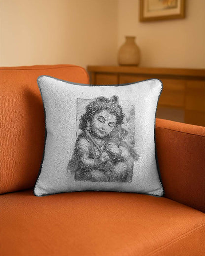 Magic Photo Square Shaped  Double Fenced Pillow – Personalized with your photo or text | White