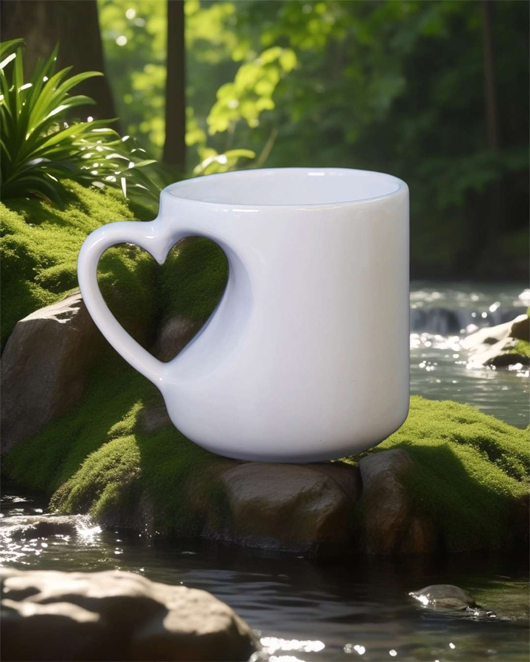 6oz White Color Heart Cut Shaped Mug  | White
