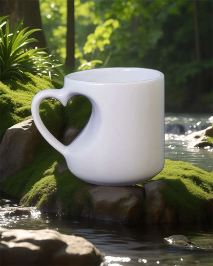 6oz White Color Heart Cut Shaped Mug  | White