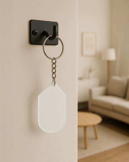 Hexa Shape Polymer Key Chain  | White