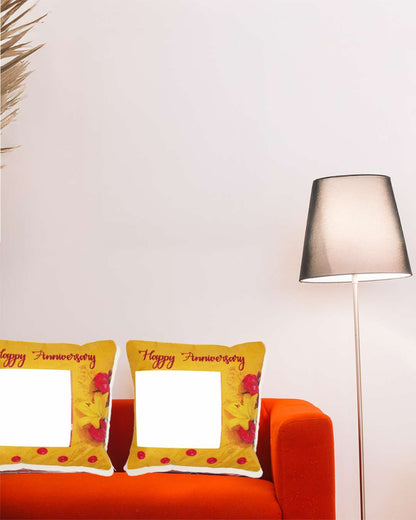 Happy Anniversary Square Shaped Pillow – Personalized with your photo or text | Multi