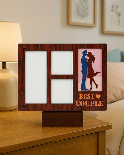 Best Couple Light Frame Photo Collage with three Pic - | Brown