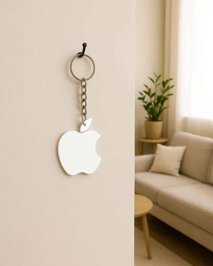 Apple Shape Polymer Key Chain  | White