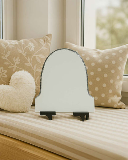 Customized Blank Rock Slate Set with Display Stand   | White