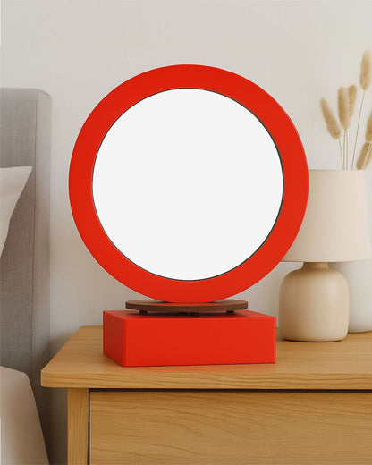 LED MDF Rotating Lamp Round Shape Photo Lamp |  Red