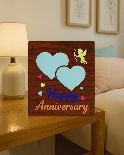 Happy Anniversary Light Frame with two Pictures -  | Brown