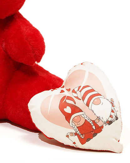 Teddy Bear Love Heart-Shaped Pillow – Personalized with your photo or text | Red