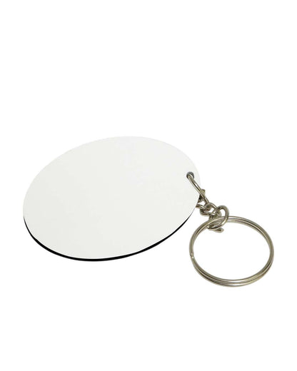 Oval Shape Polymer Key Chain | White