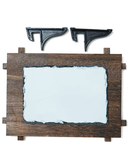 Customized Blank Rock Slate Set with frame and Display Stand | White