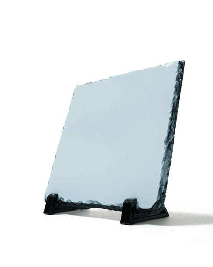 Customized Blank Rock Slate Set with Display Stand  | White