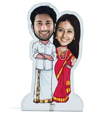 Caricature of Married South Indian Couple