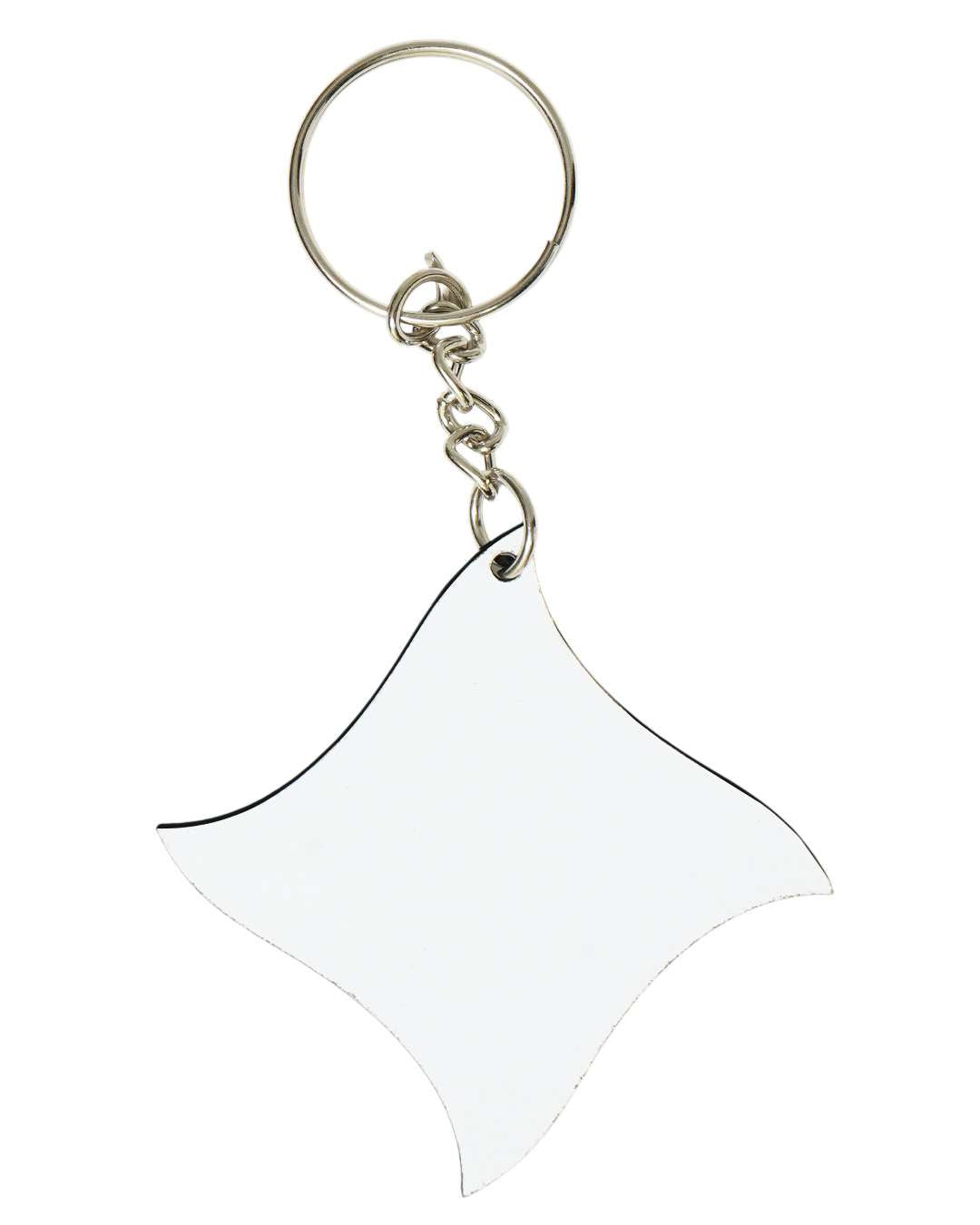 Curved Square Shape Polymer Key Chain | White