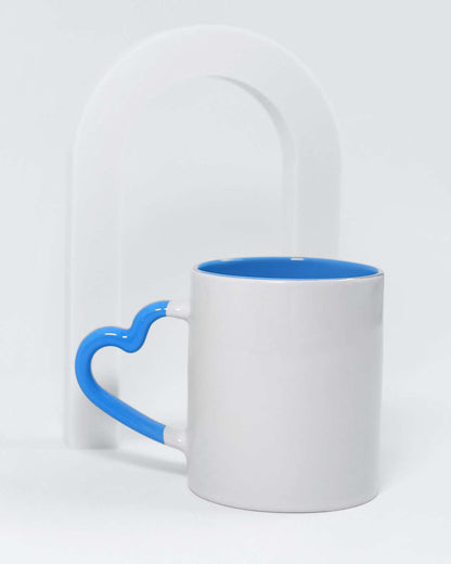 Heart Handle Inner Color Mug  | Blue