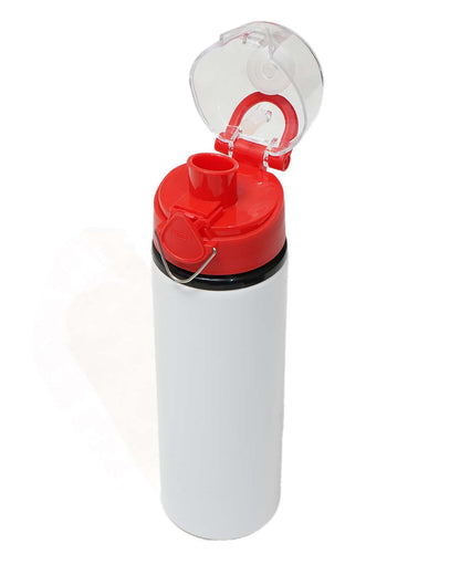 Sports Water Sipper White Bottle with Red Color Cap 750 ml | White