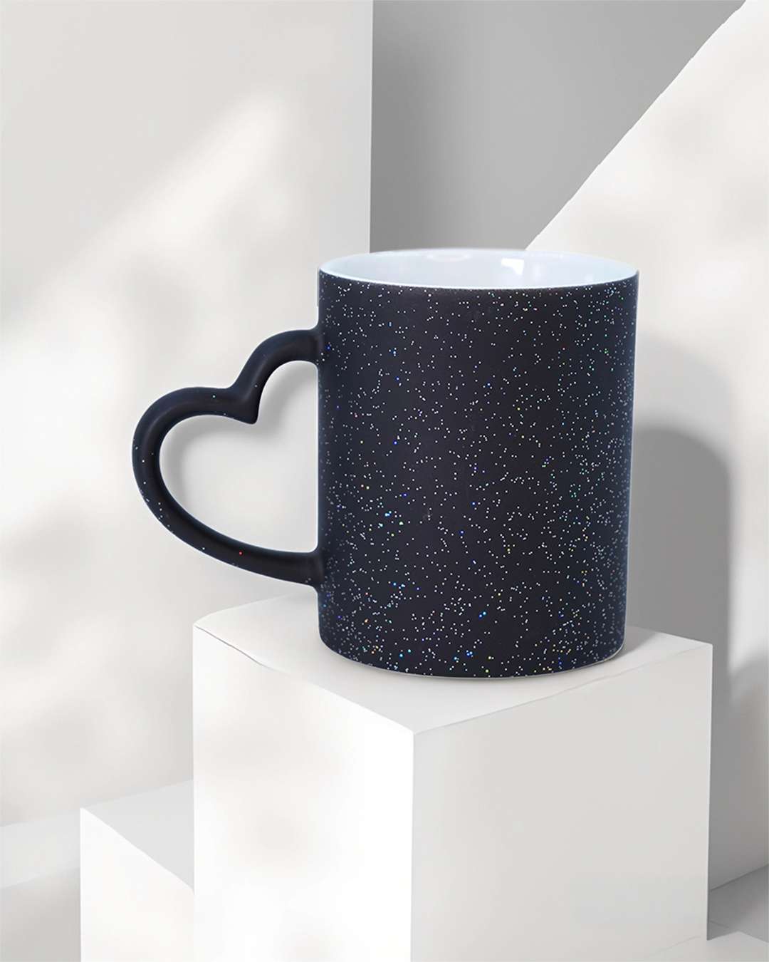 Glitter Magic Heart Shaped Mug  | Black