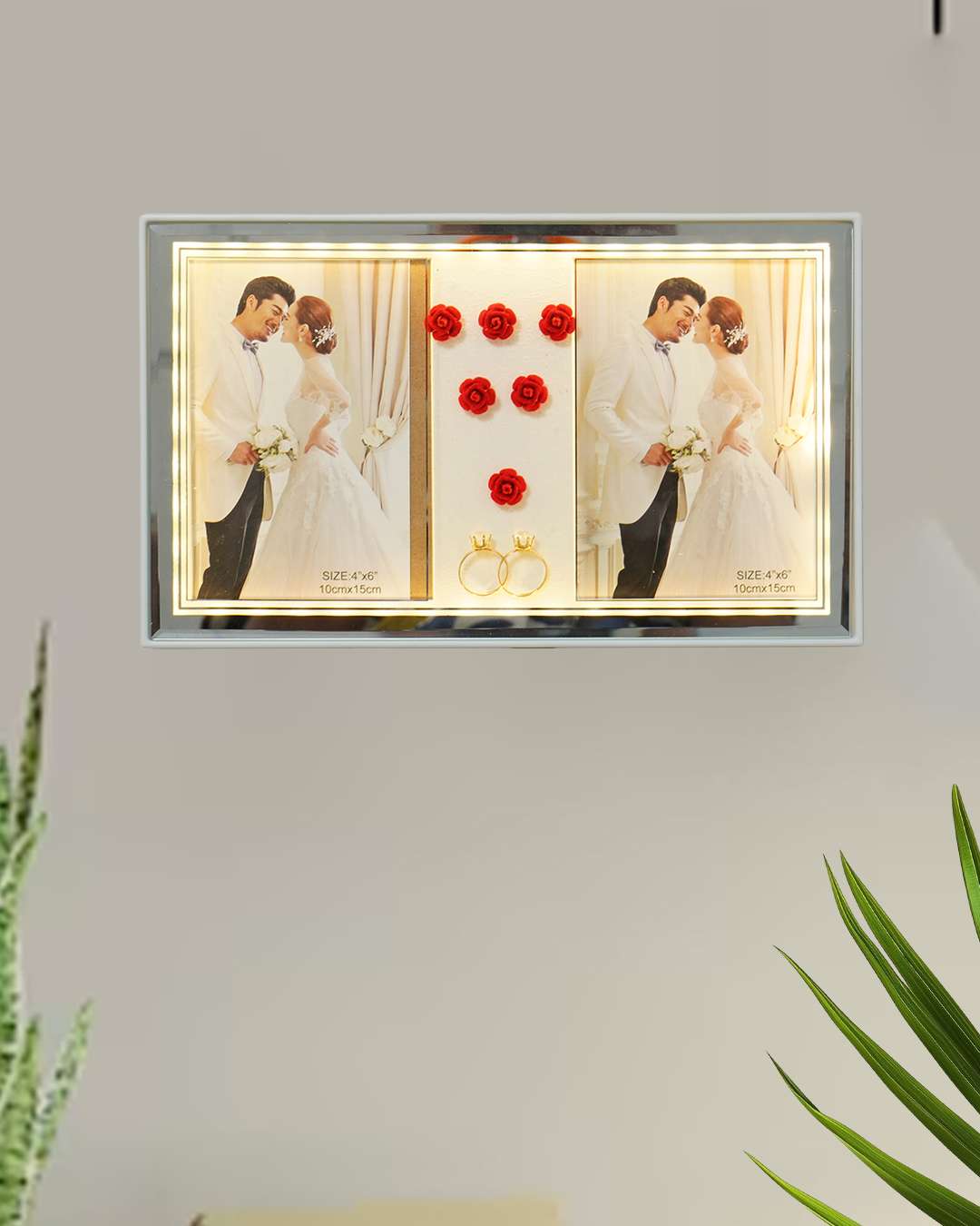 Crystal Photo Frame With LED Light Night Lamp in Landscape | White
