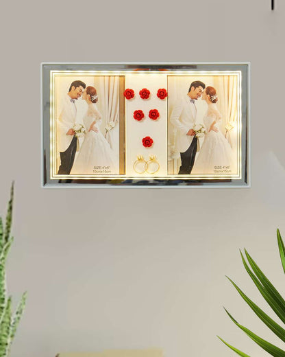 Crystal Photo Frame With LED Light Night Lamp in Landscape | White