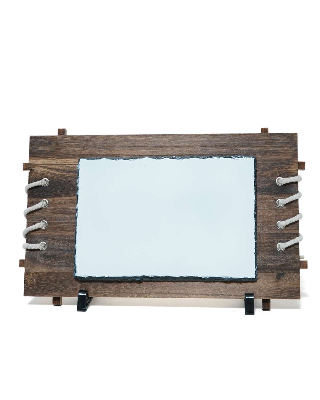 Customized Blank Rock Slate Set with designed frame and Display Stand | White