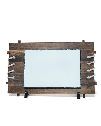 Customized Blank Rock Slate Set with designed frame and Display Stand | White