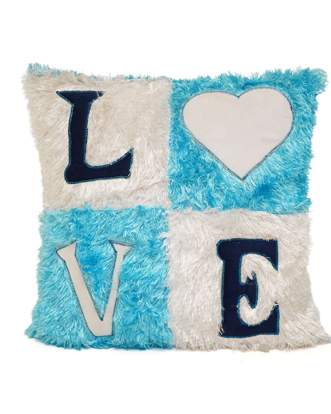 Multi Colored Heart Shaped Pillow – Personalized with your photo or text | Blue and White