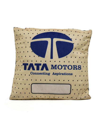 Tata Print Cushion Pillow (Pack of 2) – Personalized with your photo or text | White and Blue