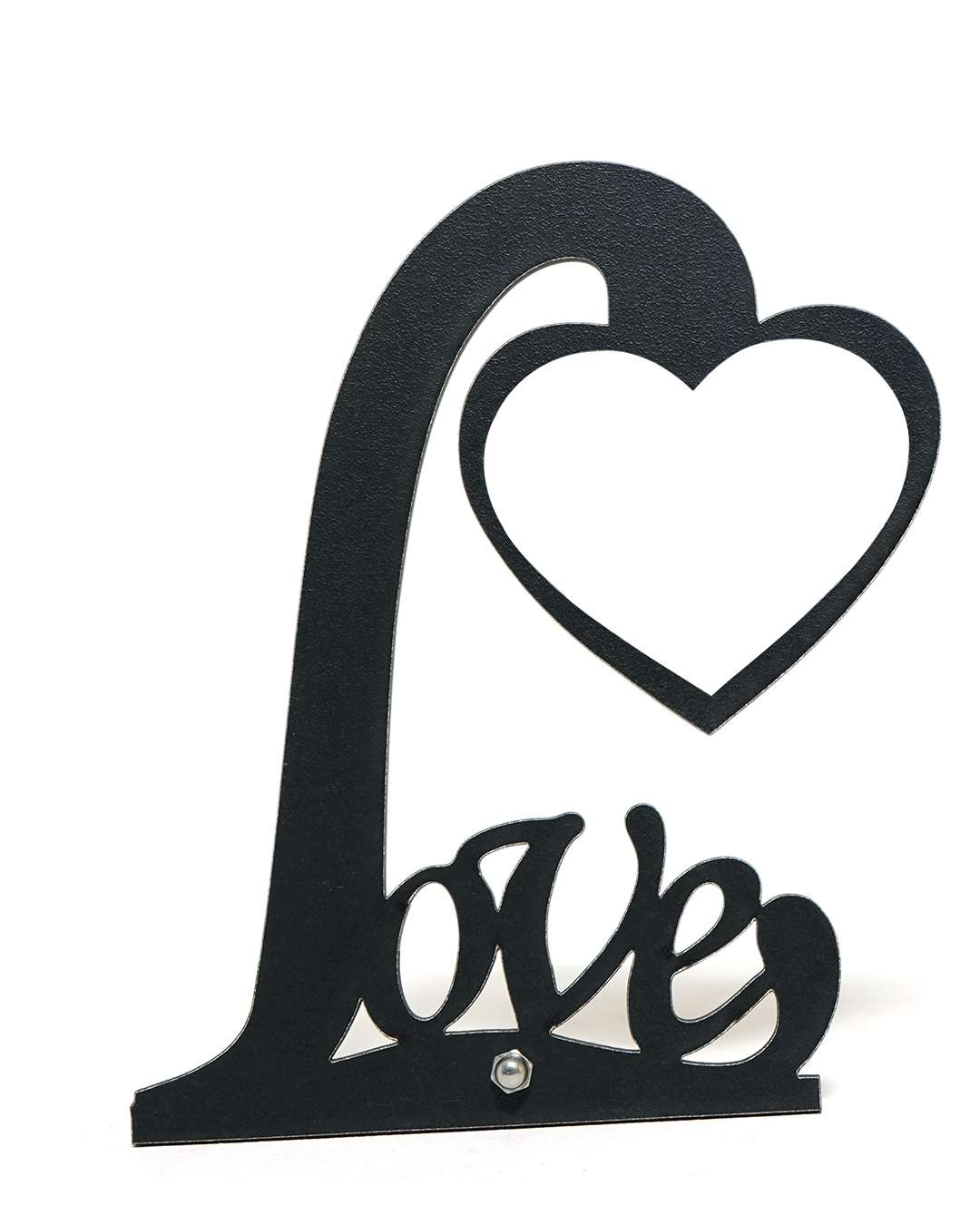 "Love with Heart" – Wooden Photo Standee    | Black Brown
