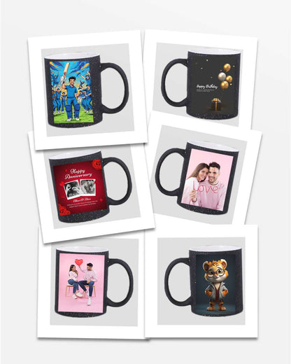 Black Glitter Magic Mug | Black