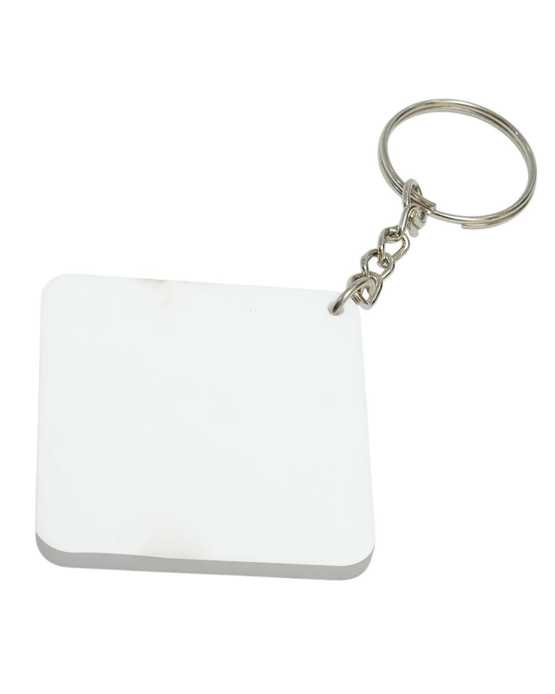Square Shape Polymer Key Chain   | White