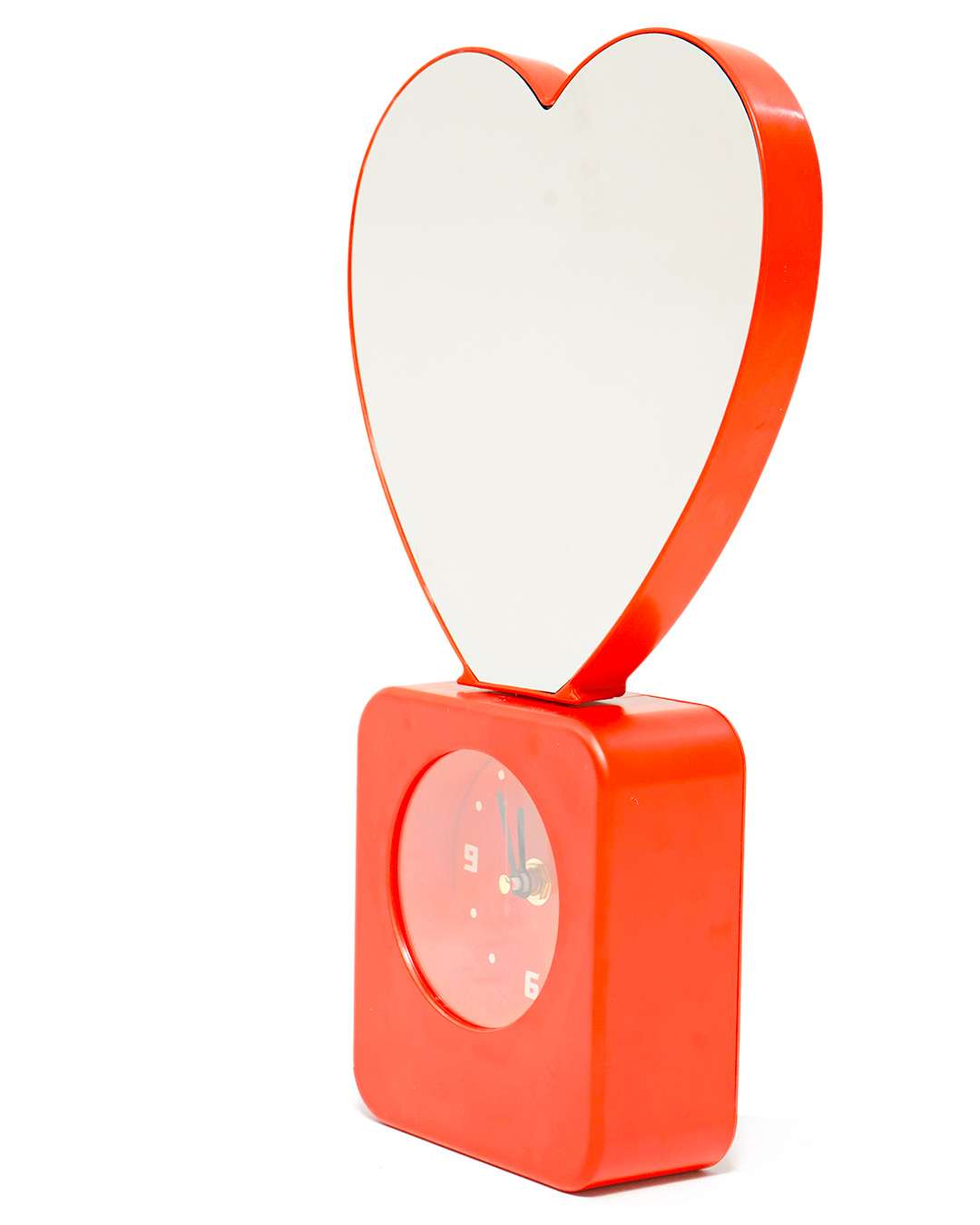 Heart Shape Magic Mirror Light Frame with Clock   | Red