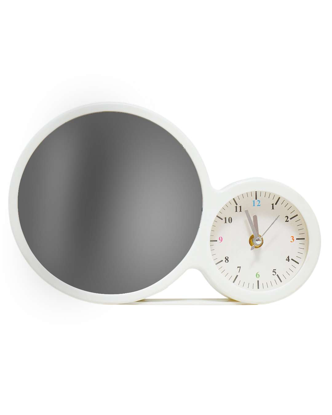 Round Magic Mirror LED Photo Frame with Clock | White
