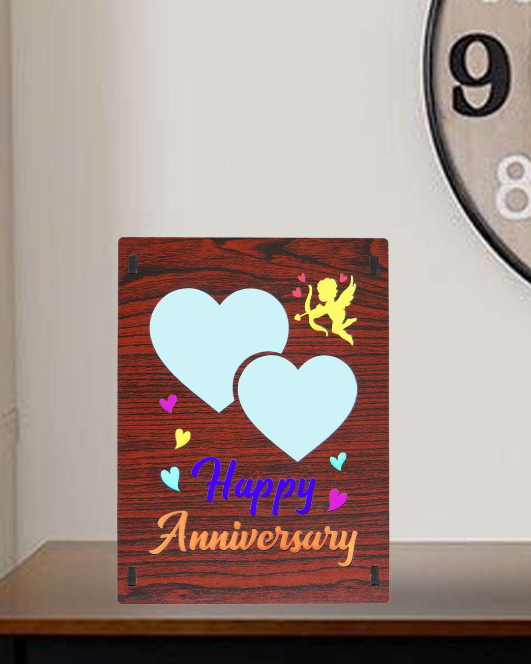 Happy Anniversary Light Frame with two Pictures -  | Brown